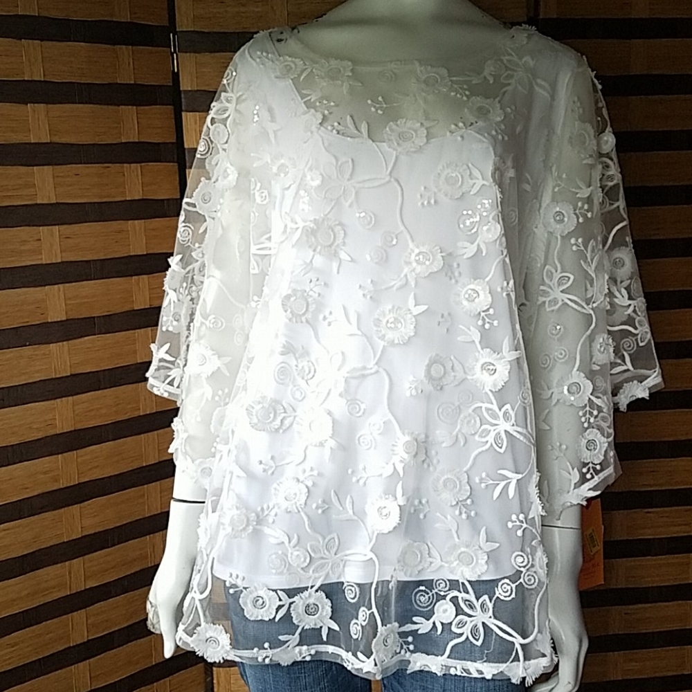 NWT!  Ruby Rd poncho over tank - Picture 5 of 11